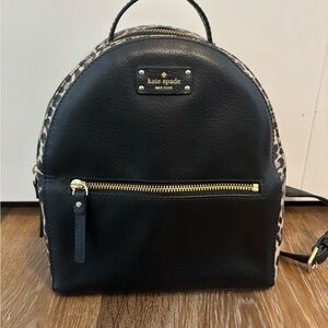 Authentic Kate Spade Genuine Leather Mini Backpack in Black and Leopard Print